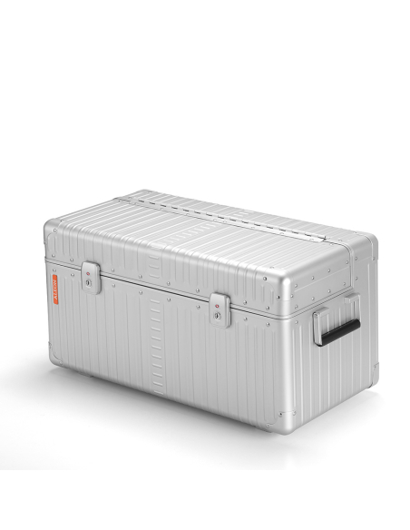 Malle aluminium ALEON grand format 33,5 cm Platinum, vue de trois quarts