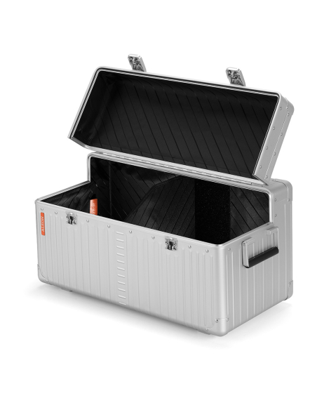 Malle aluminium ALEON grand format 33,5 cm Platinum, intérieur ouvert