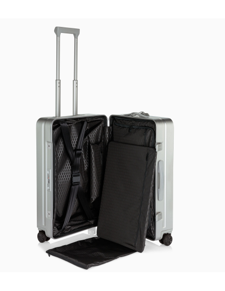 Porsche Design Roadster Aluminium 67 cm Silver, intérieur ouvert avec plateau relevé