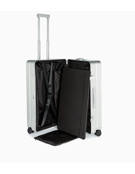 Porsche Design Roadster Aluminium 78 cm Silver, intérieur ouvert avec plateau relevé