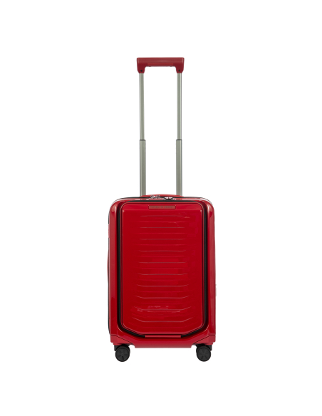 Porsche Design Roadster Hardcase 55 cm Carmine Red, face avec poignée télescopique déployée