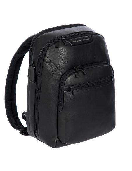 Sac à dos XS Porsche Design Roadster Leather Evo Noir, vue de trois quarts