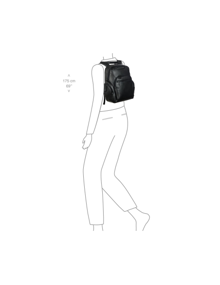 Sac à dos S Porsche Design Roadster Leather Evo Noir, portage illustré
