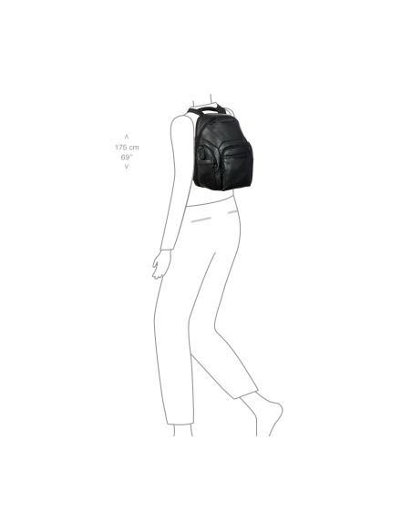 Sac à dos M extensible Porsche Design Roadster Leather Evo Noir, portage illustré