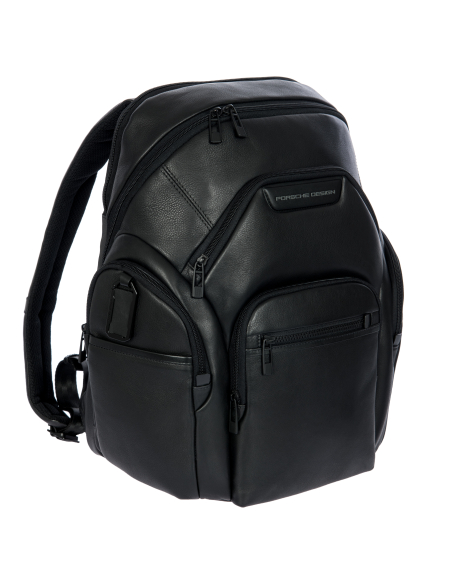 Sac à dos L Porsche Design Roadster Leather Evo Noir, vue de trois quarts