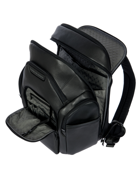 Sac à dos L Porsche Design Roadster Leather Evo Noir, intérieur ouvert