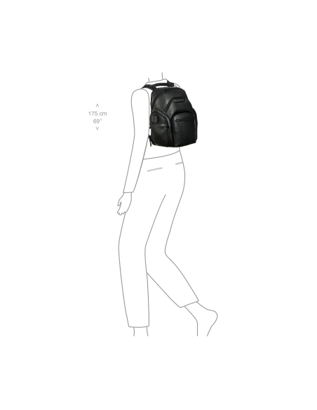 Sac à dos L Porsche Design Roadster Leather Evo Noir, portage illustré