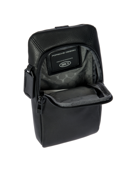 Sac porté croisé Porsche Design Roadster Leather Evo Noir, intérieur ouvert