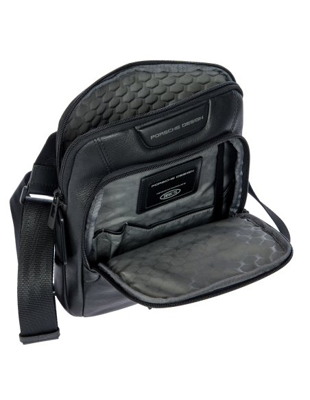 Sacoche S Porsche Design Roadster Leather Evo Noir, intérieur ouvert