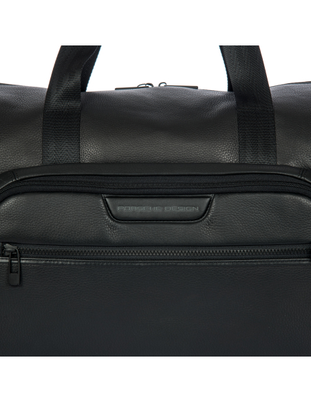 Sac de voyage Porsche Design Roadster Leather Evo Noir, détail des finitions et du logo