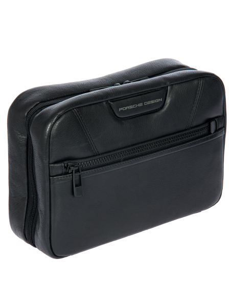 Trousse de toilette Porsche Design Roadster Leather Evo Noir, vue de trois quarts