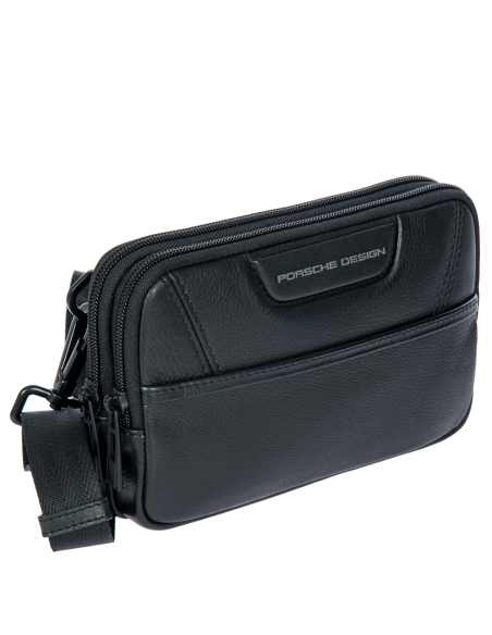 Pochette de voyage Porsche Design Roadster Leather Evo Noir, vue de trois quarts
