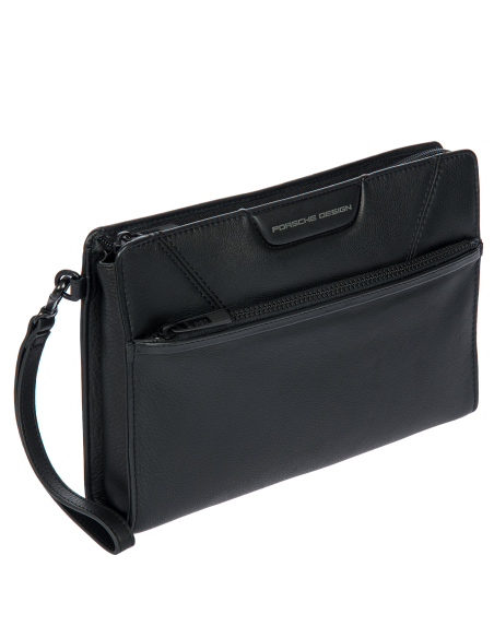 Pochette à dragonne Porsche Design Roadster Leather Evo Noir, vue de trois quarts