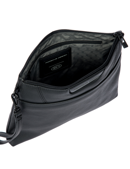Pochette plate à dragonne Porsche Design Roadster Leather Evo Noir, intérieur ouvert