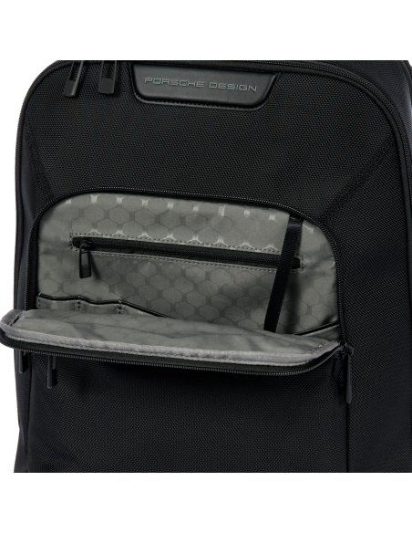 Sac à dos XS Porsche Design Roadster Nylon Evo Noir, poche avant ouverte et organiseur
