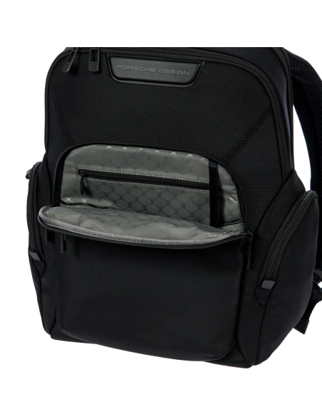 Sac à dos S Porsche Design Roadster Nylon Evo Noir, poche avant ouverte et organiseur
