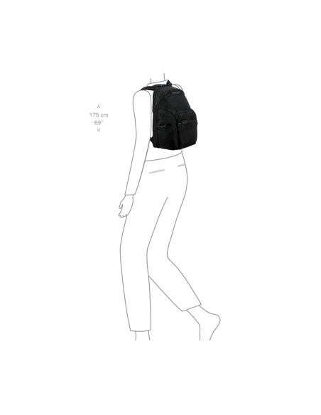 Sac à dos M extensible Porsche Design Roadster Nylon Evo Noir, portage illustré