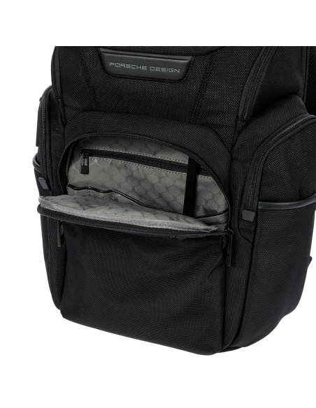 Sac à dos M Toploader Porsche Design Roadster Nylon Evo Noir, poche avant ouverte et organiseur