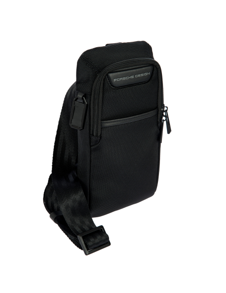 Sac porté croisé Porsche Design Roadster Nylon Evo Noir, vue de trois quarts