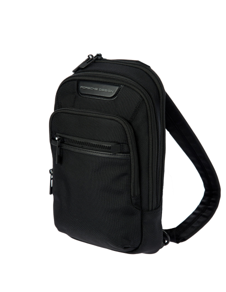 Sac à dos monobretelle Porsche Design Roadster Nylon Evo Noir, vue de trois quarts