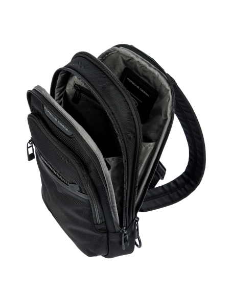 Sac à dos monobretelle Porsche Design Roadster Nylon Evo Noir, intérieur ouvert
