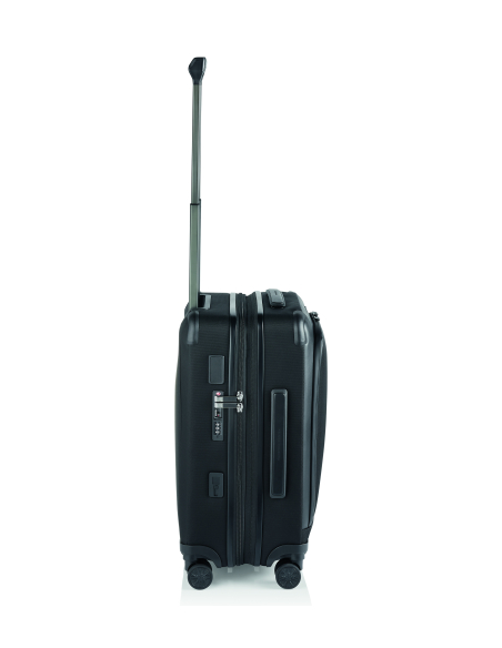 Profil de la valise Porsche Design Roadster Nylon 55 cm Noir avec poignée télescopique déployée