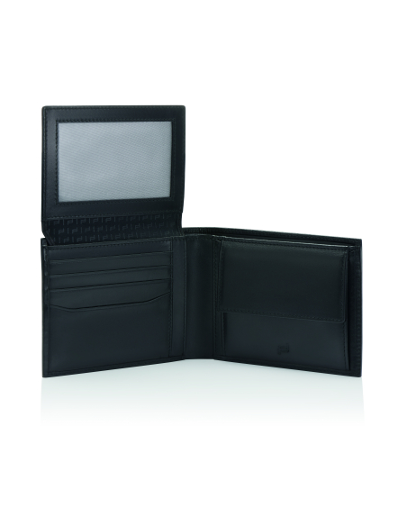 Volet relevé avec fenêtre en filet, fentes pour cartes et porte-monnaie — Porsche Design Classic Noir