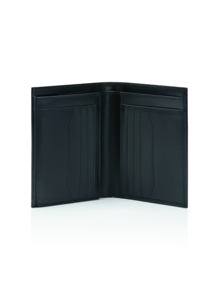 Portefeuille vertical ouvert, rangements pour cartes sur les volets — Porsche Design Classic Noir