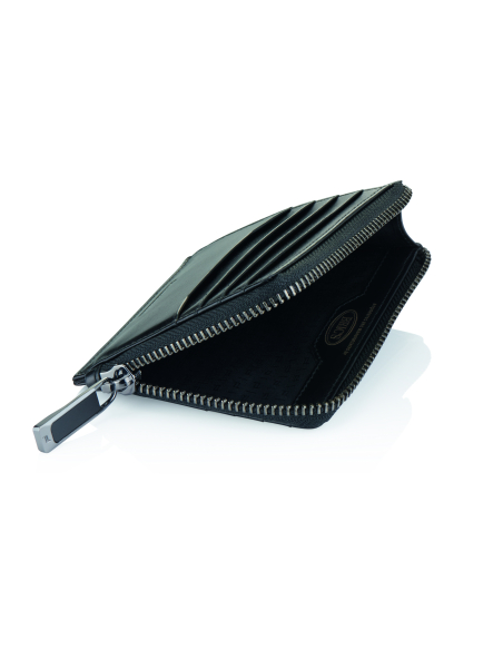 Compartiment zippé ouvert et emplacements pour cartes sur l’extérieur — Porsche Design Classic Noir