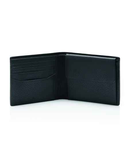 Vue ouverte avec les cartes d’un côté et le porte-monnaie de l’autre — Porsche Design Business Noir