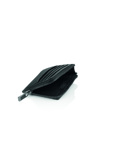 Compartiment zippé entrouvert et cartes accessibles sur la face extérieure — Porsche Design Business Noir
