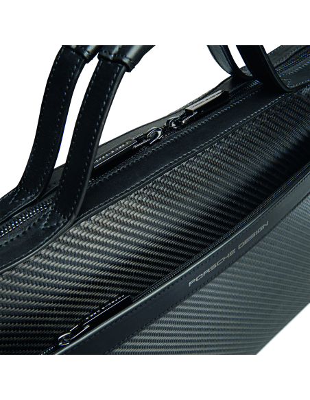 Sacoche S Porsche Design Carbon Noir, poignées et fermeture supérieure