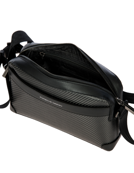 Sac bandoulière horizontal Porsche Design Carbon Noir, compartiment ouvert