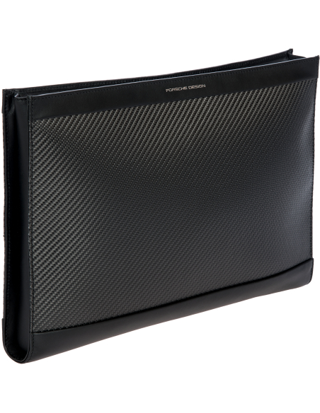 Housse ordinateur Porsche Design Carbon Noir, vue de trois quarts avant