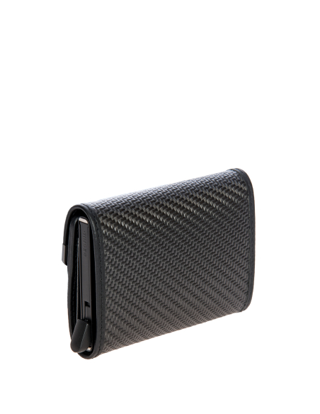 Porte-cartes Secrid Porsche Design Carbon Noir, vue de trois quarts arrière