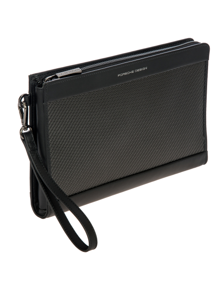 Pochette à dragonne Porsche Design Carbon Noir, vue de trois quarts avec dragonne