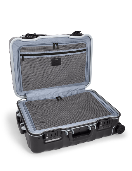 Valise cabine 55 cm TUMI 19 Degree Frame Black Texture, intérieur avec séparations zippées fermées