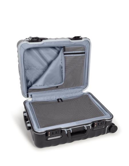 Valise cabine large 55 cm TUMI 19 Degree Frame Black Texture, poche supérieure ouverte, séparation inférieure fermée