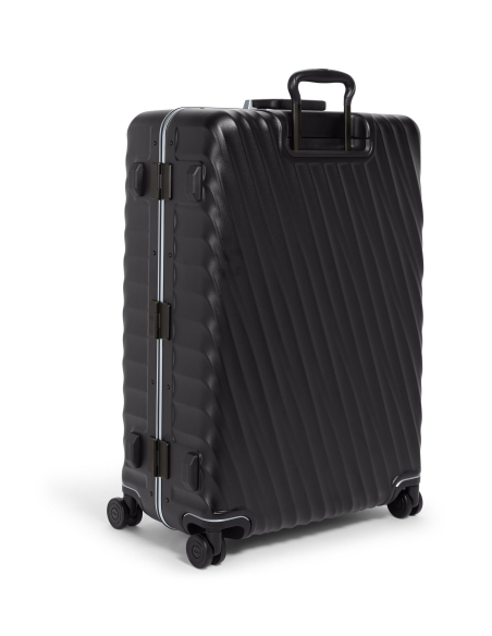 Valise soute 76 cm TUMI 19 Degree Frame Black Texture, dos de trois quarts, poignée télescopique sortie
