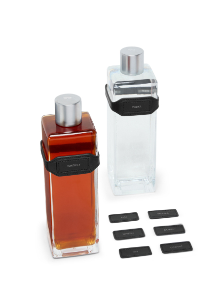Coffret de bar en aluminium TUMI 19 Degree Aluminium Silver, carafes et étiquettes hors du coffret