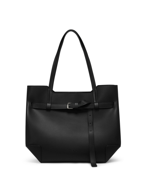 Sac cabas en cuir TUMI Adatto Black, vue de face, ceinture détendue