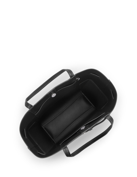 Sac cabas en cuir TUMI Adatto Black, intérieur vu du dessus avec poches suspendues