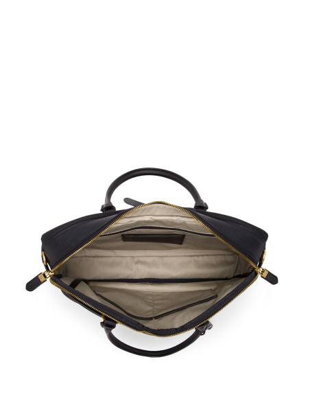 Porte-documents en cuir TUMI Agent Black, intérieur ouvert vu du dessus