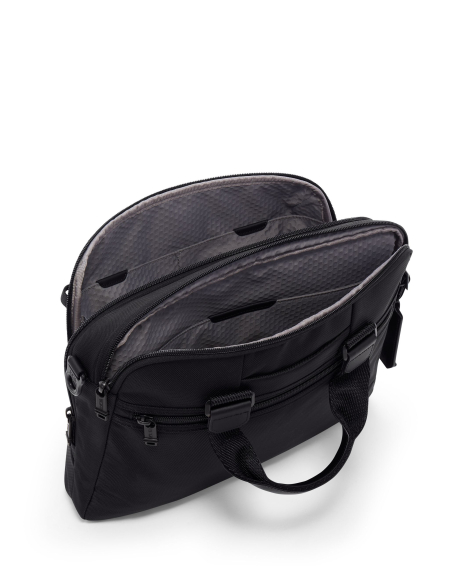 Porte-documents TUMI Alpha Bravo Calhoun Black, intérieur ouvert et poches de rangement