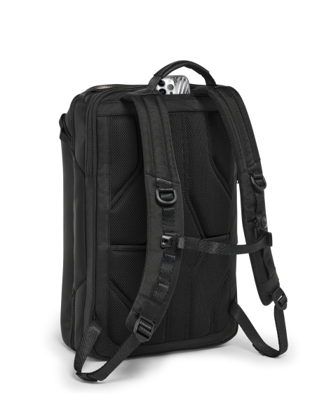 Sac à dos TUMI Alpha Bravo Detrick Black, bretelles, sangle pectorale et poche arrière