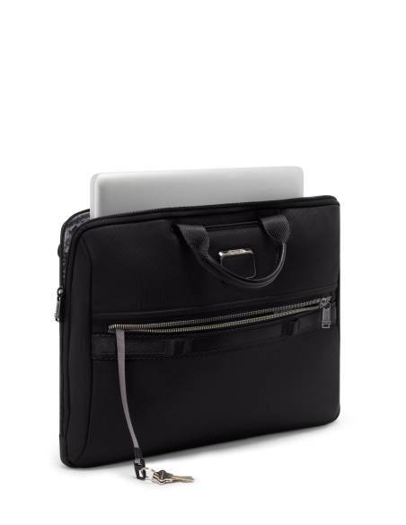 Porte-documents TUMI Alpha Bravo Felker Black, ordinateur dans le rangement et attache-clés visible