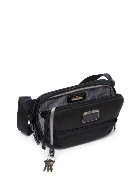 Sac bandoulière TUMI Alpha Bravo Ranger Black, intérieur ouvert avec attache-clés