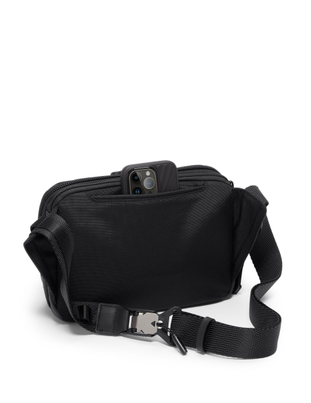 Sac bandoulière TUMI Alpha Bravo Ranger Black, vue arrière avec poche téléphone et bandoulière