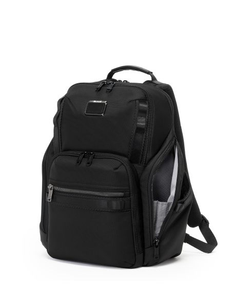 Sac à dos en nylon TUMI Alpha Bravo Search Black, poche latérale ouverte