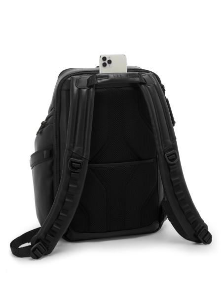 Sac à dos en cuir TUMI Alpha Bravo Search Black, vue arrière avec poche téléphone